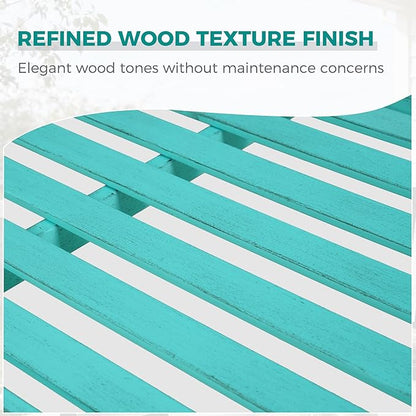 Grand patio 52" Farmhouse Outdoor Bench, Garden Benches with Anti-Rust Aluminum Powder Coated Frame, Faux Wood Grain Finish Frame Patio Bench for Front Porch, Turquoise Blue