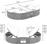 Outdoor Sun Bed Patio 2-Person Daybed with Cushions and Pillows - Photo 3