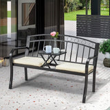 AVAWING Outdoor Metal Garden Bench, 2-Seat Patio Porch Bench with Steel Frame - Photo 8
