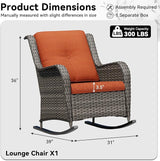 Outdoor Rocking Chair, Wicker Patio Chair with Thickened Olefin Cushions, High Back and Deep Seating - Photo 2