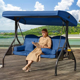 3 in 1 Outdoor Porch Swing with Adjustable Canopy, 3 Seat Outdoor Swing for Adults - Photo 1