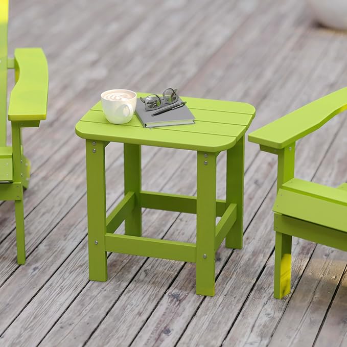Flash Furniture Charlestown Tiered Commercial Poly Resin Adirondack Side Table - Lime Green - All-Weather - Indoor/Outdoor