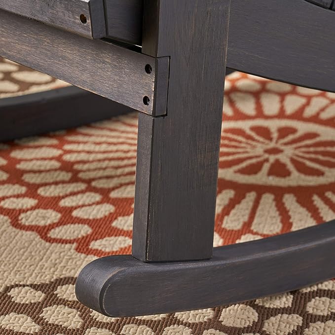 Christopher Knight Home Cara Outdoor Adirondack Acacia Wood Rocking Chair, Dark Gray Finish - Photo 9