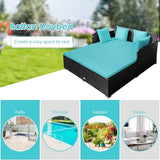Tangkula Outdoor Rattan Daybed, Sunbed Wicker Furniture w/Spacious Seat, Upholstered Cushion & High-Resilience Sponge - Photo 9
