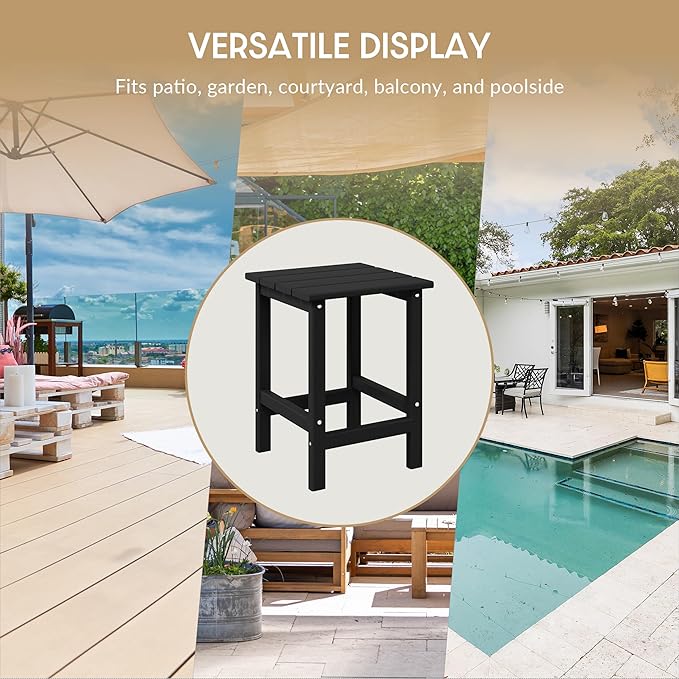 WestinTrends Malibu 2-Pieces Adirondack Chair Set with Side Table, All Weather Outdoor Seating Plastic Patio Lawn Chair Folding for Outside Porch Deck Backyard, Black