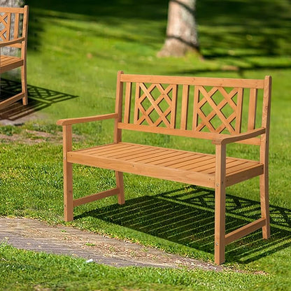 46.45" Outdoor Garden Bench, Patio Porch Chair Furniture,Patio Bench, Rustic Two Person Loveseat Chair w/Armrest for Porch Poolside Park Backyard Balcony, Bench Patio Furniture for Porch Park Yard