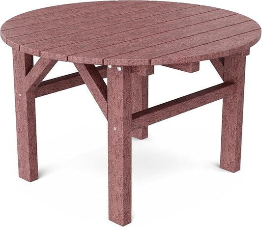 Wildridge Classic 33” Occasional Table, Cherrywood - Outdoor Weather Resistant Poly Conversation Table for Patio, Porch, Deck