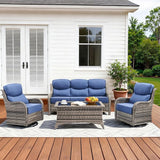 Luxury High Back Patio Furniture Set with 6-Inch Thick Cushions, 4-Pieces Outdoor Furniture with Swivel Chairs - Photo 1