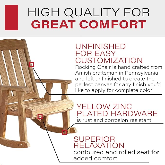 Amish Heavy Duty 600 Lb Mission Pressure Treated Rocking Chair (Unfinished)