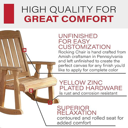 Amish Heavy Duty 600 Lb Mission Pressure Treated Rocking Chair (Unfinished)