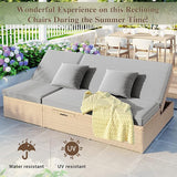Patio Rattan Sunbed, All Weather Outdoor Wicker Double Daybed with Adjustable Backrest and Cup Tray - Photo 4