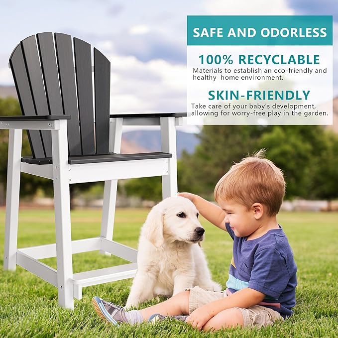 TYARDS Tall Adirondack Chairs Set of 4, Patio Chairs with 5" Widened Armrests and Footrest, HDPE Weather Resistant Adirondack Balcony Chairs, Outdoor Chairs for Garden, Backyard, Capacity 400LBS