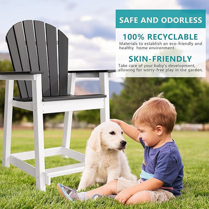 TYARDS Tall Adirondack Chairs Set of 4, Patio Chairs with 5" Widened Armrests and Footrest, HDPE Weather Resistant Adirondack Balcony Chairs, Outdoor Chairs for Garden, Backyard, Capacity 400LBS