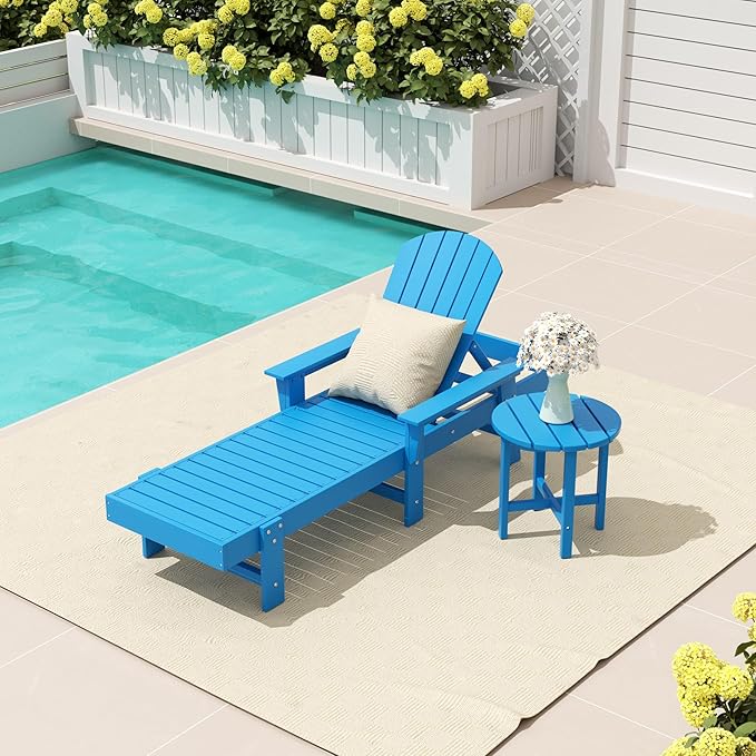 WestinTrends Dylan 2 Piece Adirondack Reclining Chaise Lounge with Arms Pacific Blue