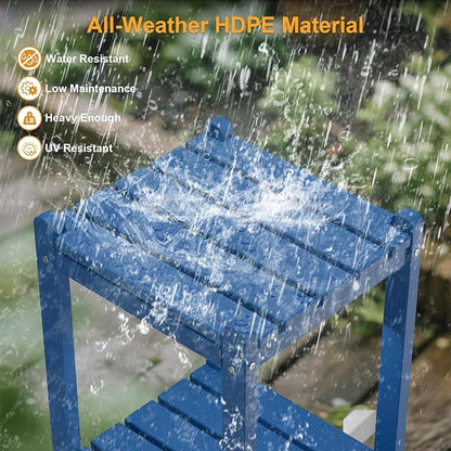 Outdoor Side Table, 26-Inch Tall Patio Side Table, All-Weather HDPE Adirondack Outdoor End Table for Patio Porch Deck Balcony Pool, Navy Blue