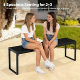 53" Outdoor Bench, Patio Backless Garden Bench with Metal Frame for Porch, Entryway, Lawn, Backyard, Black - Photo 4