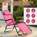 Outvita Folding Chaise Lounge Chair, Outdoor Adjustable Recliner Chair with Pillow for Camping, Beach, Poolside, Garden - Photo 6