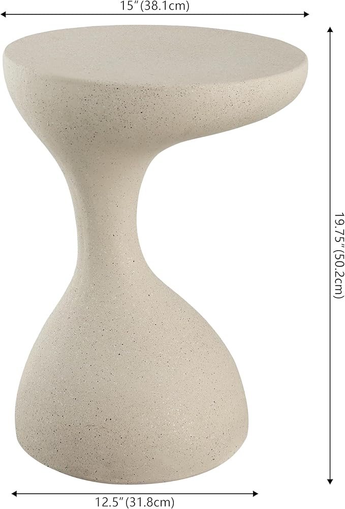 JONATHAN Y TBL1110B Boracay 19.75" Modern Minimalist Indoor/Outdoor Resin Drink Table, Pedestal, Contemporary, Mid-Century, Art Deco, Bohemian, Patio, Garden, Bathroom, Living Room, Cream Terrazzo
