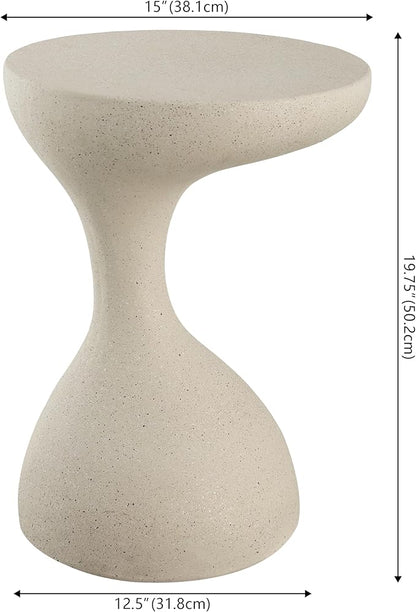 JONATHAN Y TBL1110B Boracay 19.75" Modern Minimalist Indoor/Outdoor Resin Drink Table, Pedestal, Contemporary, Mid-Century, Art Deco, Bohemian, Patio, Garden, Bathroom, Living Room, Cream Terrazzo