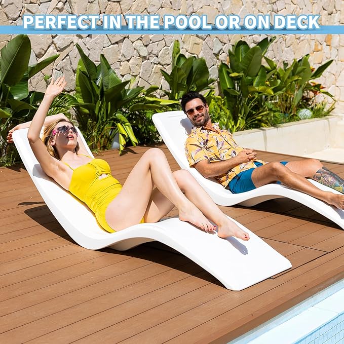 in Pool Lounge Chairs, Pool Lounger for Sun Shelf, Waterproof Patio Furniture with Weather-Resistant Design - Photo 7