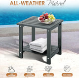 2-Tier Adirondack Outdoor Side Table, 16.6" Acacia Weather-Resistant End Table with Shelf for Patio, Garden, Lawn - Photo 7