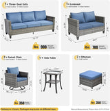 ovios Patio Furniture Set, 7 Pieces Outdoor Wicker Sofa Couch with Swivel Rocking Chairs Loveseat Comfy Cushions Rattan - Photo 8