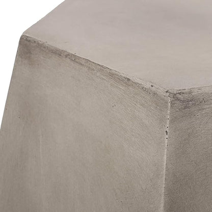 Outdoor Side Table Concrete End Table Faux Stone Small Coffee Tables, Garden Stool Plant Stand for Porch, Backyard Patio Silver-Hexagonal Type