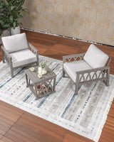Aluminum Outdoor Side Table, 20.3" Square Patio End Table with Double-Layer Storage Design - Photo 4