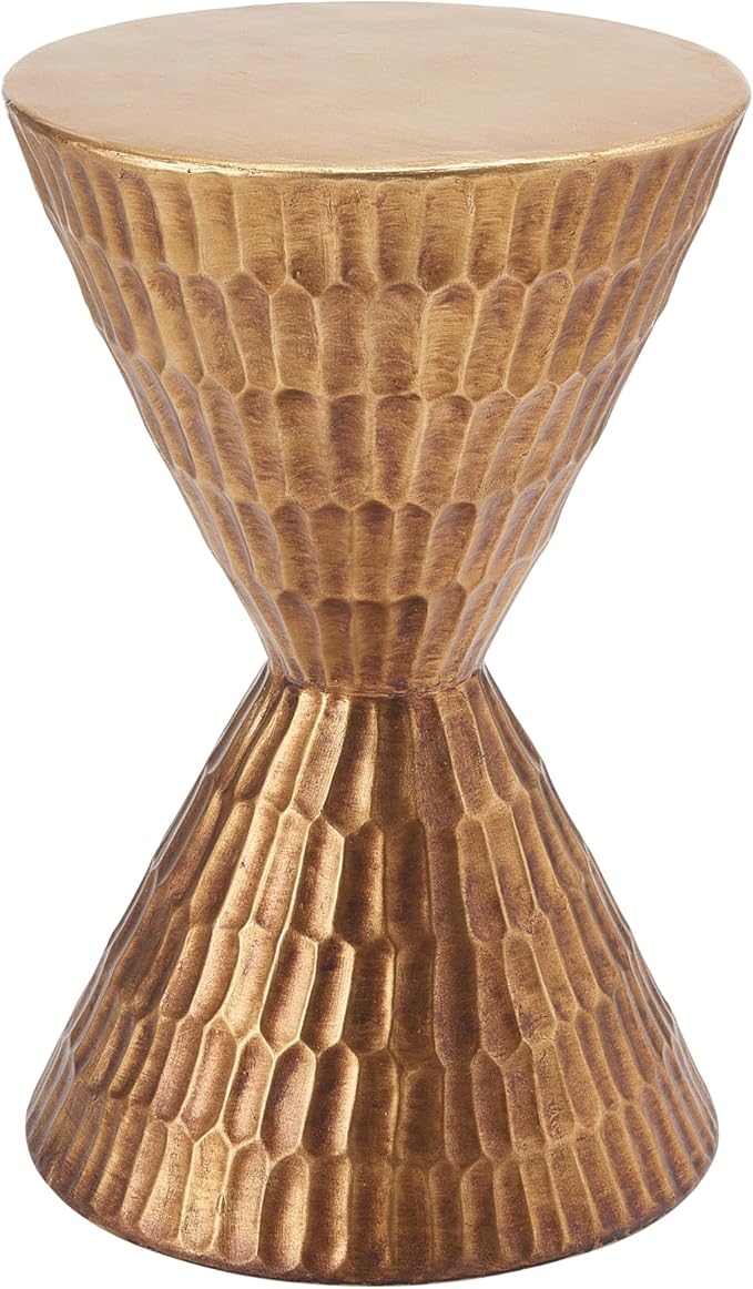 Christopher Knight Home Dari 21"H Lightweight Concrete Outdoor Side Table, Hourglass Shaped Patio End Table Geometric Patterns, MGO Outdoor Coffee Table, No Assembly Garden Plant Stand Indoor, Copper