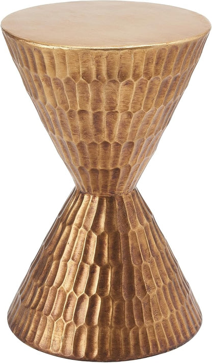 Christopher Knight Home Dari 21"H Lightweight Concrete Outdoor Side Table, Hourglass Shaped Patio End Table Geometric Patterns, MGO Outdoor Coffee Table, No Assembly Garden Plant Stand Indoor, Copper