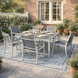Kozyard Outdoor Patio Dining Table for 6, Rectangular 35.6" x 58.9" Metal Table with Wood-Look Tabletop - Photo 5