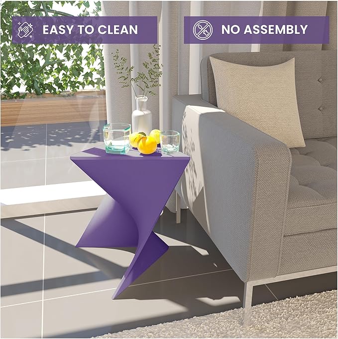 LeisureMod 15.75" Triangular Side Table, Stackable Plastic Accent End Table for Indoor & Outdoor Use - Photo 6