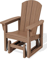 SERWALL Outdoor Glider Chair, HDPE Patio Glider Rocker All-Weather Porch Glider for Outside, Brown - Photo 1