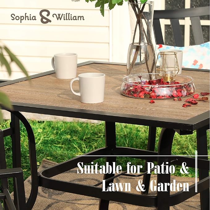 Sophia & William Square Patio Dining Table with 1.57" Umbrella Hole - Photo 7