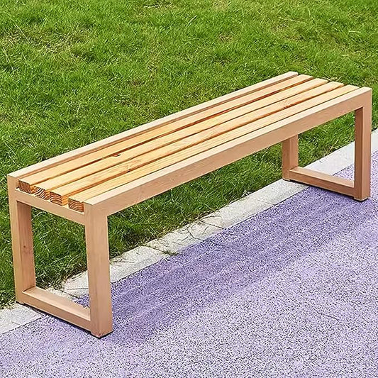 Outdoor Garden Benches,Outside Patio Bench Park Bench with Slatted Seat,2-3 Person Seat Outdoor Backless Benches, Metal Frame,880 lbs Capacity(59 inch, Natural)