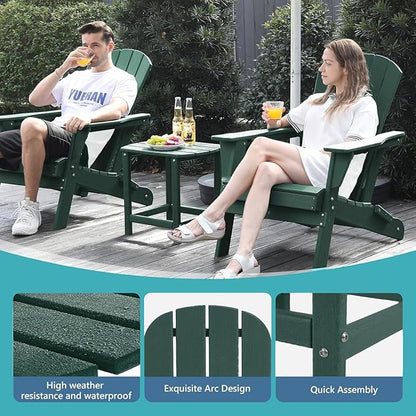 Outdoor Adirondack HDPE Side Table, Wooden Textured, Set for Patio, Garden, Porch, Pool Composite Patio, Backyard, Bathroom and Indoor, Maintenance & Weather Resistant