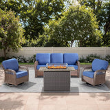 4 Piece Outdoor Patio Furniture Set with Fire Pit Table - Photo 1