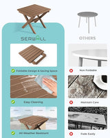 SERWALL Folding Outdoor Side Table Set of 2, Portable Adirondack Side Table, Brown - Photo 7