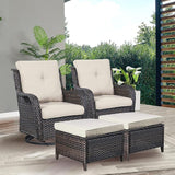 Rilyson Wicker Patio Furniture Set - 4 Piece Rattan Outdoor Sectional Conversation Sets with 2 Swivel Rocking Chairs - Photo 7