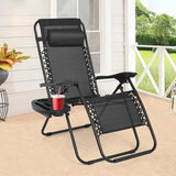 Zero Gravity Chair Patio Chairs Lounge Patio Chaise 1 Pack Adjustable Reliners for Pool Yard with Cup Holder (Black) - Photo 8