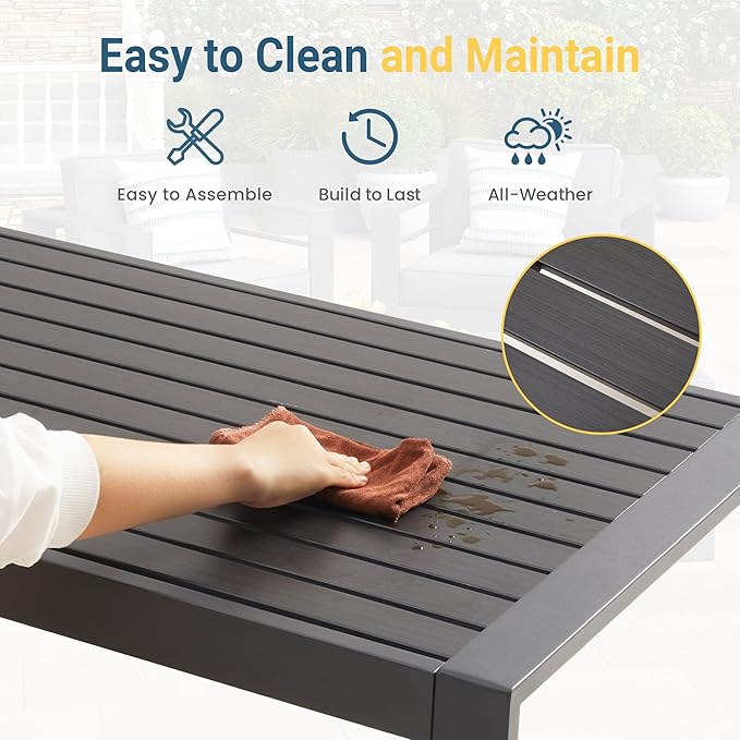 Wisteria Lane Outdoor Furniture Patio Coffee Table, Rectangle Outdoor Coffee Table - Photo 4