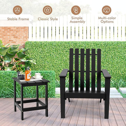 Tangkula Adirondack Chair Acacia Wood Outdoor Armchairs, Weather Resistant for Patio Garden Backyard Deck Fire Pit, Lawn Porch Furniture & Lawn Seating, Campfire Chairs, Adirondack Lounger (4, Black)
