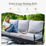 Sophia & William Patio Furniture Set, 4 Piece Metal Outdoor Conversation Set with 3-Seater Outdoor Couch, 2 Sofa Chairs - Photo 3
