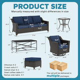 7 Pieces Outdoor Conversation Furniture Set - 77" Patio Sofa, 2 Swivel Rocker Chairs, 2 Ottomans, 1 Side Table - Photo 2