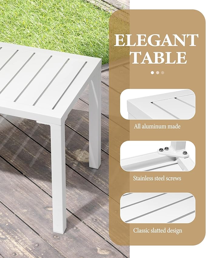 Crestlive Products Outdoor Side Table Set of 2, Aluminum Rectangular Side/End Table - Photo 5