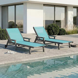 Patio Chaise Lounge Chair with Wheels & Cup Holder - Photo 5