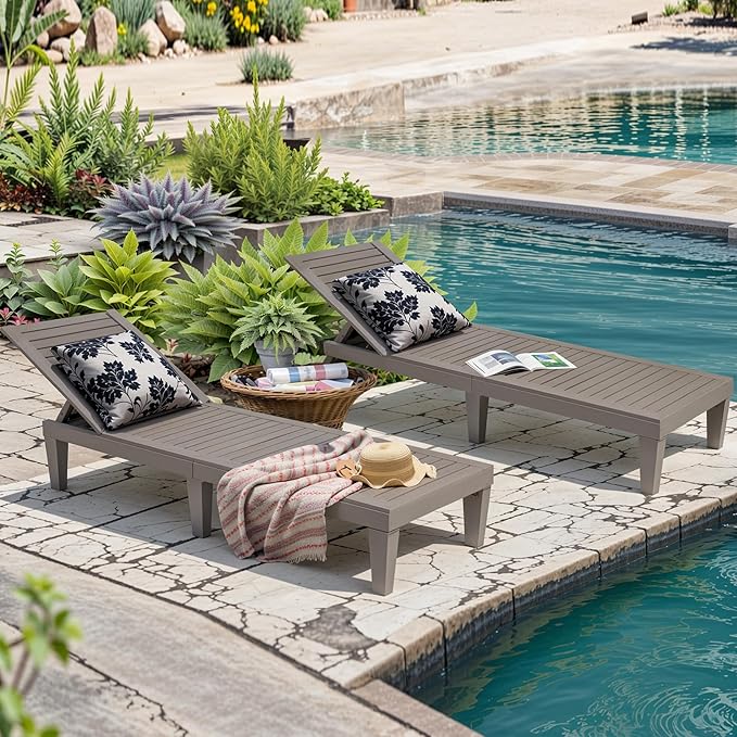 Outdoor Chaise Lounge Set of 4, Lightweight Patio Chairs, Waterproof Sun Loungers Chair Outdoor - Photo 4