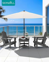 SERWALL Outdoor Coffee Table with 9FT Umbrella, HDPE Patio Coffee Table for Outside, Rectangle - Photo 9