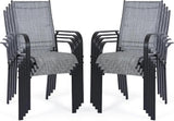 Patio Chairs Set of 8, Outdoor Dining Chairs High Back, All-Weather Padded Textilene Chair for Lawn Porch Garden - Photo 1
