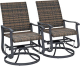 Outsunny Patio Glider Chair Set of 2, Wicker Rattan Outdoor Swivel Chair with Steel Frame, High Back, Armrests - Photo 1
